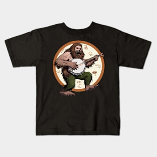 Sasquatch Bigfoot Playing the Banjo Kids T-Shirt